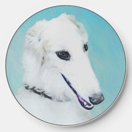Borzoi White Painting _ Cute Original Dog Art Wireless Charger