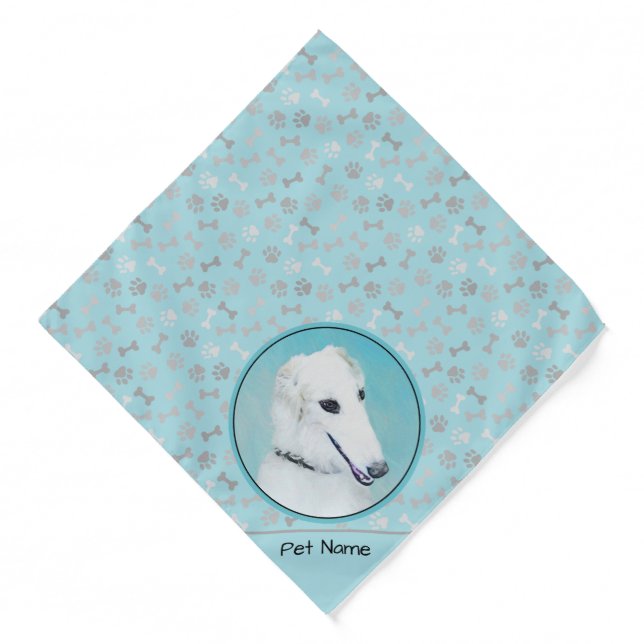 Borzoi White Painting Russian Wolfhound Dog Art Bandana (Front)