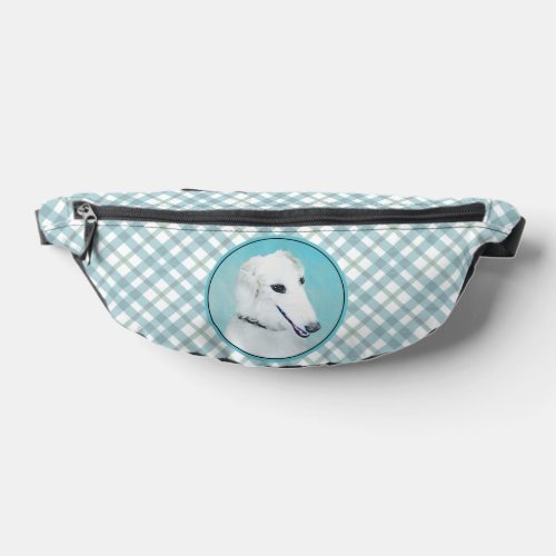 Borzoi White Painting Russian Wolfhound Dog Art Fanny Pack