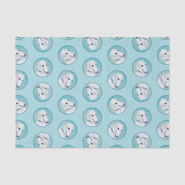 Borzoi White Painting Russian Wolfhound Dog Art Tissue Paper (Front)