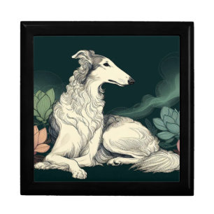 Borzoi With Lotus Gift Box