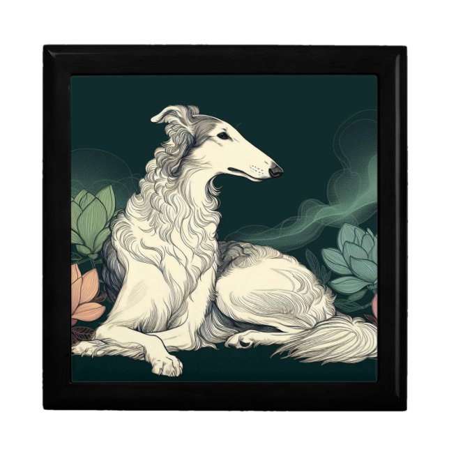 Borzoi With Lotus Gift Box (Front)