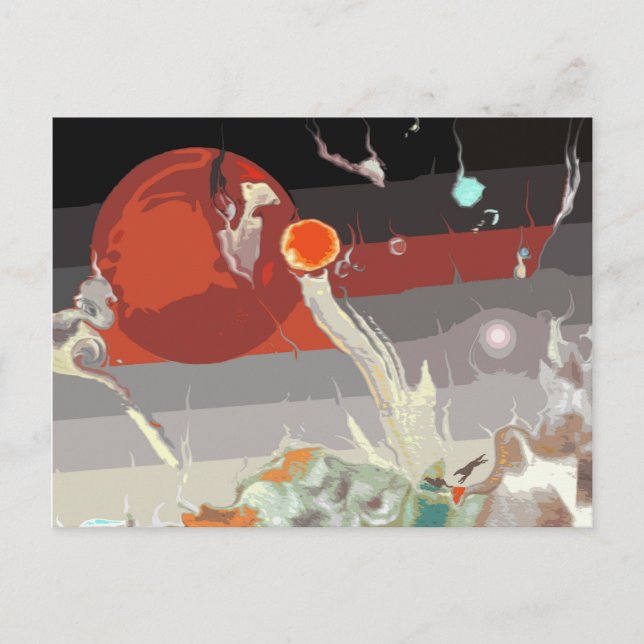 Borzois Running in Fantastic Landscape Postcard (Front)