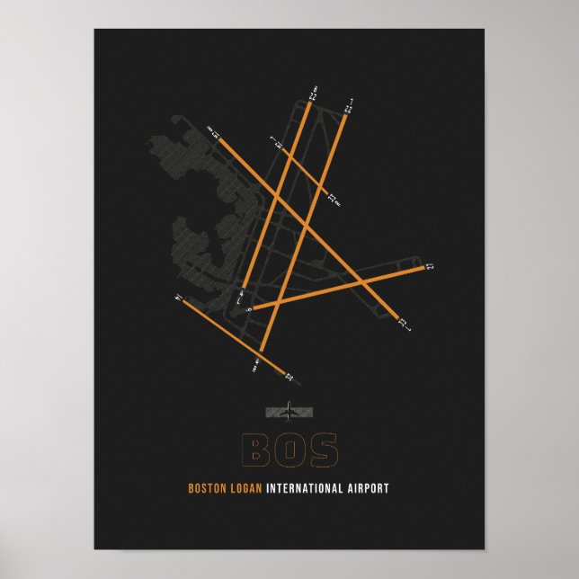 BOS - Boston Airport Diagram Poster (Front)
