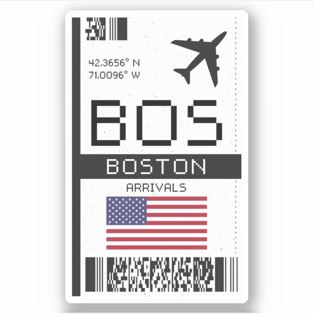 BOS Boston, United States Airport Boarding Pass Sticker (Front)