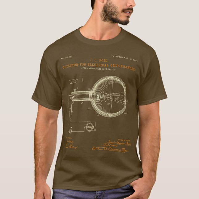 Bose's Detector for Electric Disturb. Brown T-Shirt (Front)