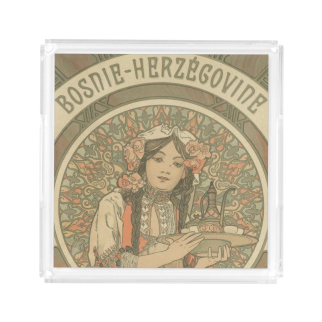 Bosnia and Herzegovina by Alphonse Mucha (1900) Acrylic Tray (Front)