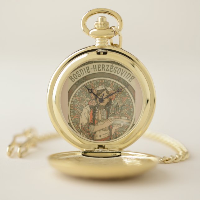 Bosnia and Herzegovina by Alphonse Mucha (1900) Pocket Watch (Inside)