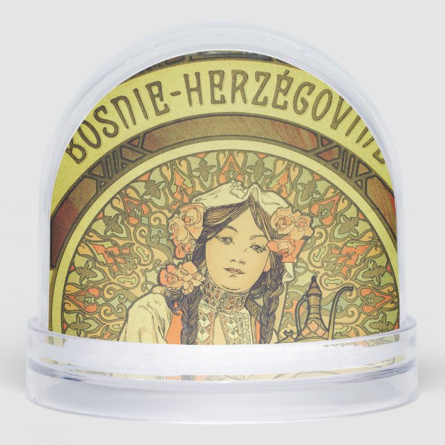 Bosnia and Herzegovina by Alphonse Mucha 1900 Snow Globe (Front)