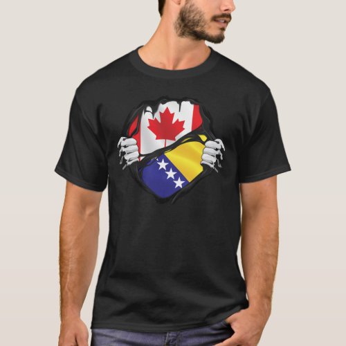 Bosnia and Herzegovina Canadian Hands Ripped Roots T_Shirt