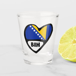 Bosnia and Herzegovina Country Code Flag Heart BIH Shot Glass