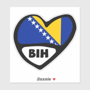 Bosnia and Herzegovina Country Code Flag Heart BIH Sticker