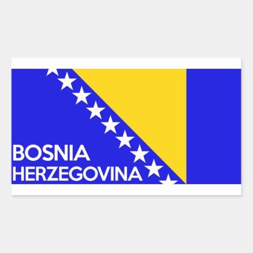 Bosnia and Herzegovina country flag name text Rectangular Sticker