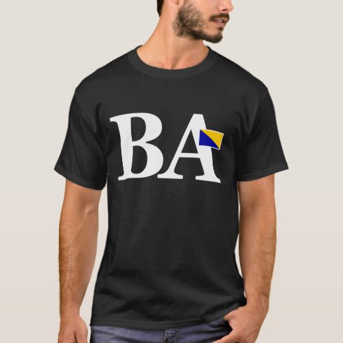 Bosnia and Herzegovina Flag and Country Initials T_Shirt