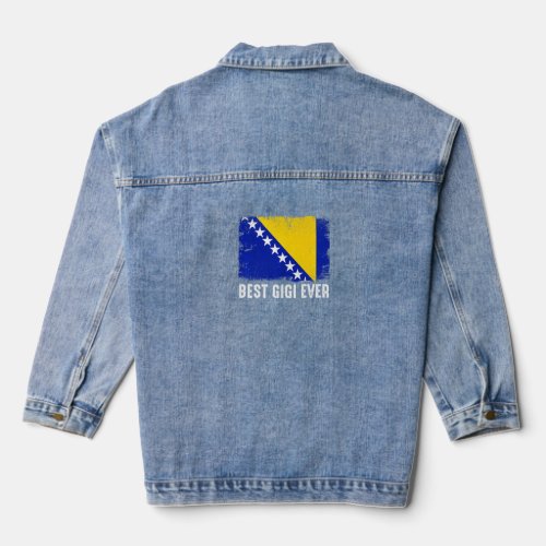 Bosnia And Herzegovina Flag Best Gigi Ever Family  Denim Jacket