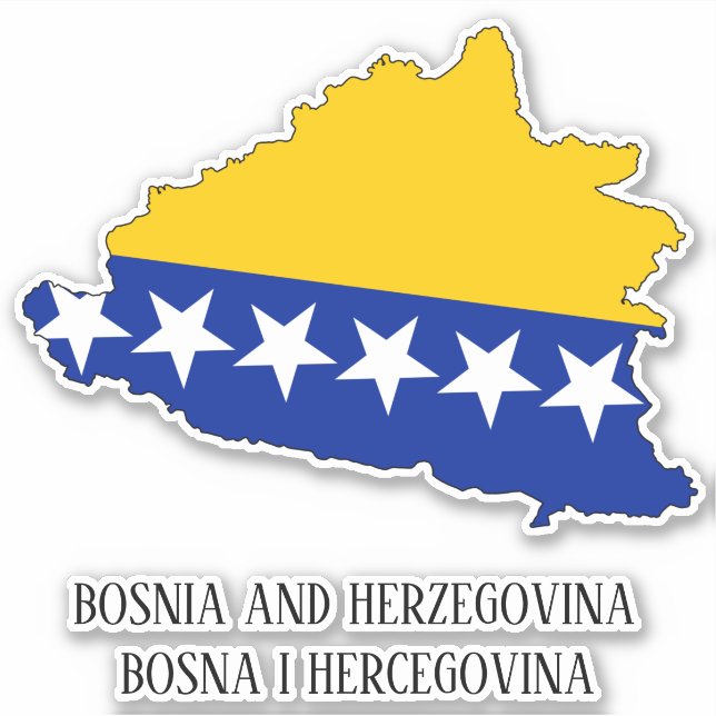 Bosnia and Herzegovina Flag Charming Patriotic Map Sticker (Front)