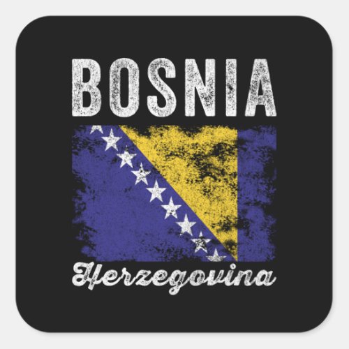 Bosnia and Herzegovina Flag Distressed Square Sticker