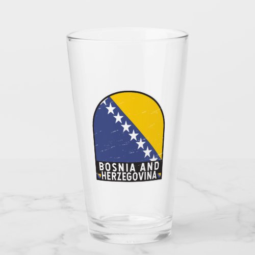 Bosnia and Herzegovina Flag Emblem Distressed Glass