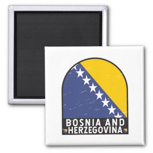Bosnia and Herzegovina Flag Emblem Distressed Magnet