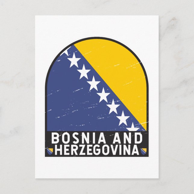 Bosnia and Herzegovina Flag Emblem Distressed Postcard (Front)