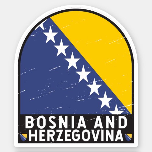 Bosnia and Herzegovina Flag Emblem Distressed Sticker