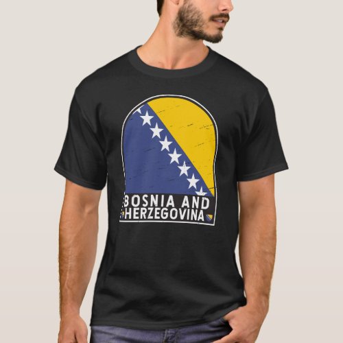 Bosnia and Herzegovina Flag Emblem Distressed T_Shirt