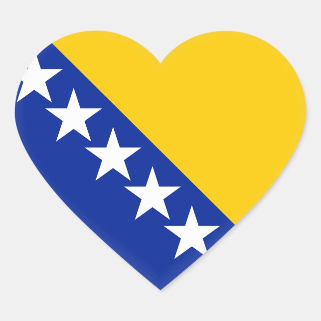 Bosnia and Herzegovina Flag Heart Sticker (Front)
