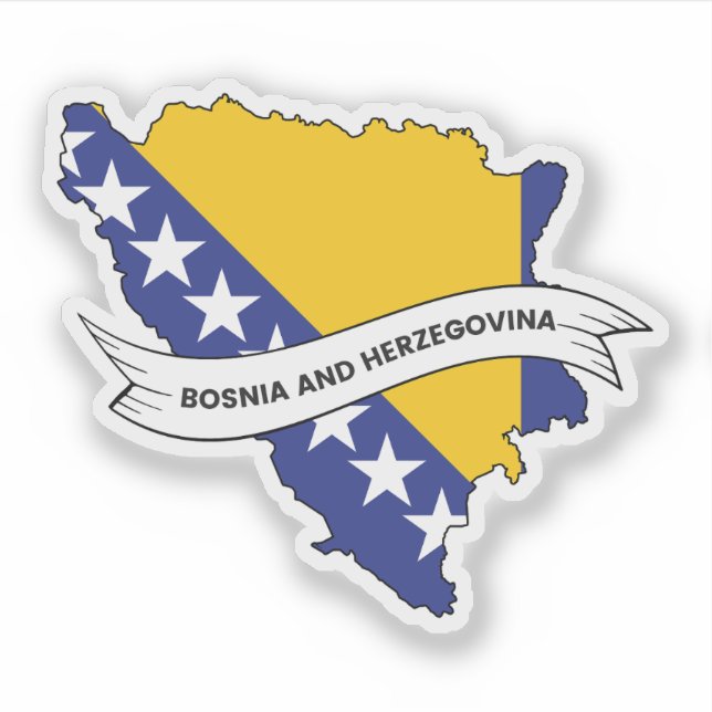Bosnia and Herzegovina Flag Map Sticker (Front)