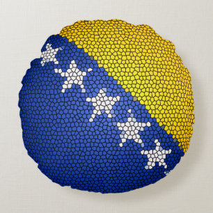 Bosnia and Herzegovina Flag Patriotic Home Decor Round Pillow
