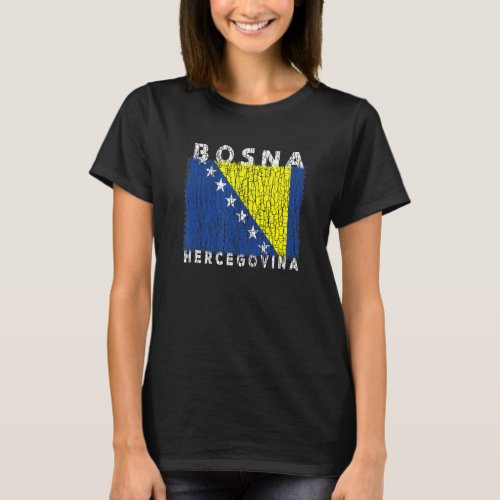 Bosnia and Herzegovina Flag Used Look  For Bosnian T_Shirt