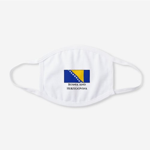 Bosnia and Herzegovina Flag White Cotton Face Mask