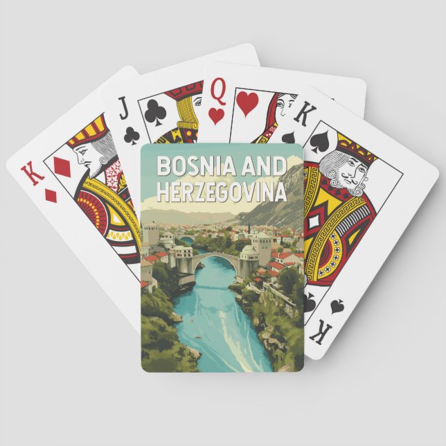 Bosnia and Herzegovina Illustration Travel Art Poker Cards (Back)