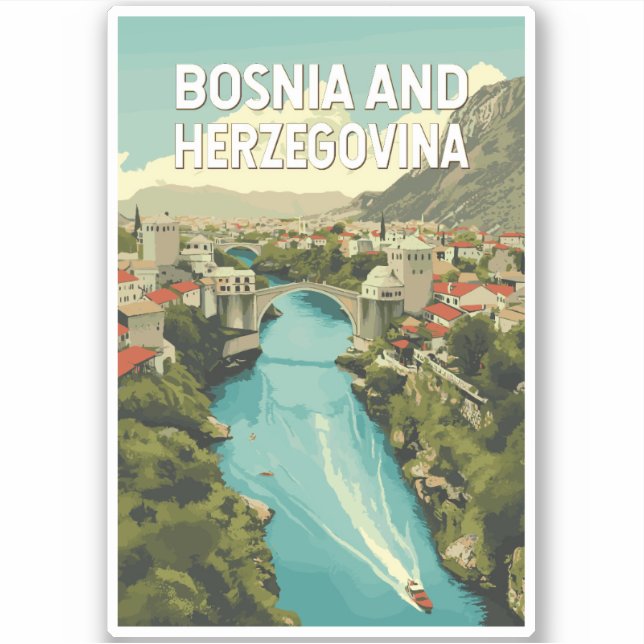 Bosnia and Herzegovina Illustration Travel Art Sticker (Front)