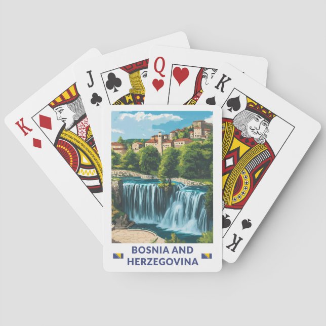 Bosnia and Herzegovina Jajce Illustration Art Poker Cards (Back)
