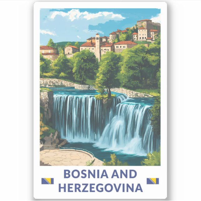 Bosnia and Herzegovina Jajce Illustration Art Sticker (Front)