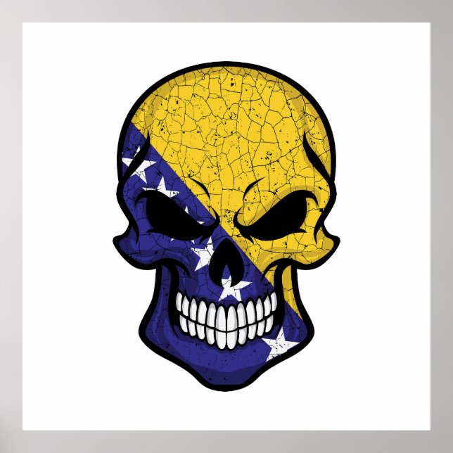 Bosnia and Herzegovina Smiling Skull Flag Poster (Front)