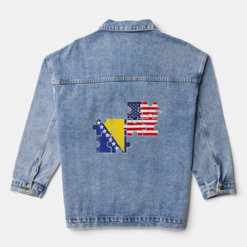 Bosnia And Herzegovina Usa Roots Bosnian American  Denim Jacket