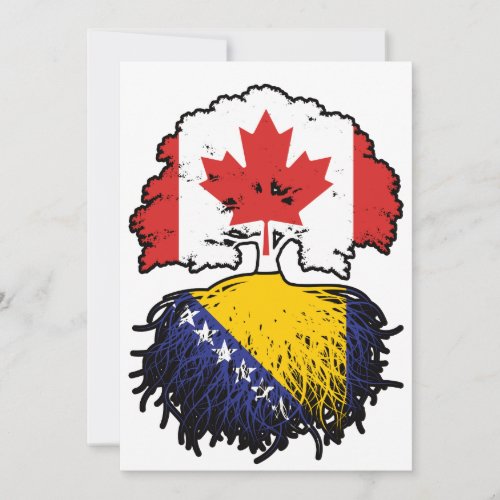 Bosnia Bosnian Canadian Canada Tree Roots Flag Invitation