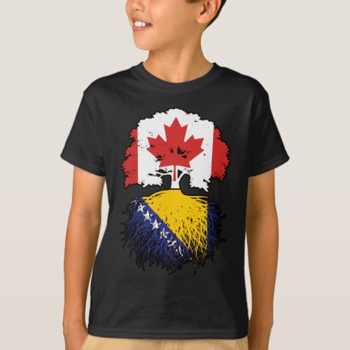 Bosnia Bosnian Canadian Canada Tree Roots Flag T_Shirt