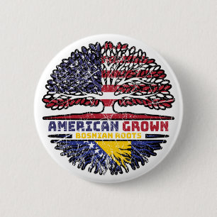 Bosnia Bosnian US American USA United States Tree Button