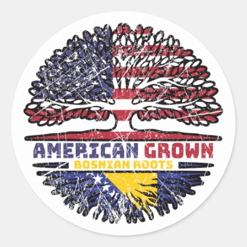 Bosnia Bosnian US American USA United States Tree Classic Round Sticker