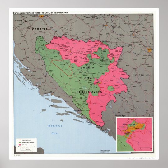 Bosnia & Hercegovina Map - 1995 Poster | Zazzle.com