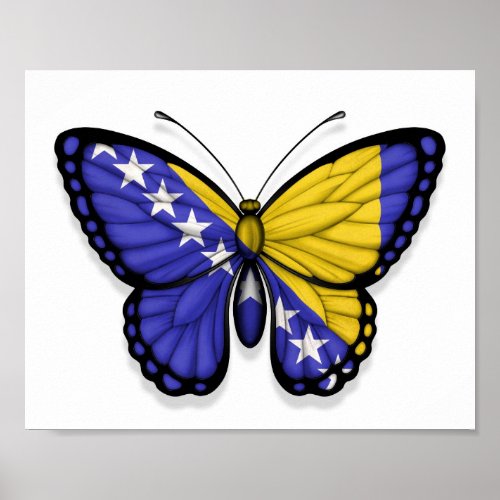 Bosnia Herzegovina Butterfly Flag Poster