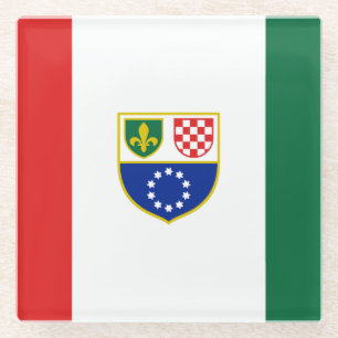 Bosnia Herzegovina Federation Flag Glass Coaster