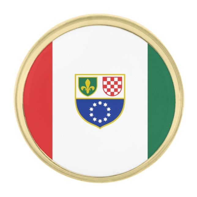 Bosnia Herzegovina Federation Flag Gold Finish Lapel Pin (Front)