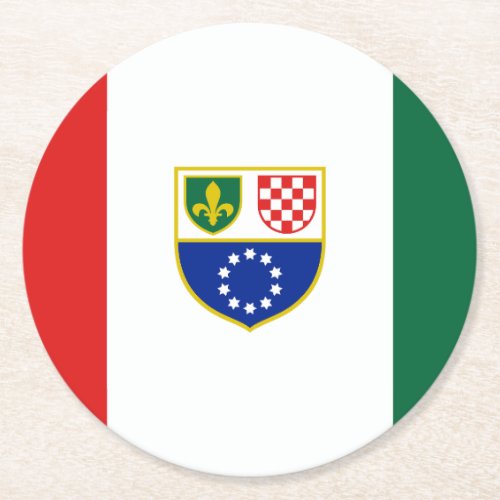 Bosnia Herzegovina Federation Flag Round Paper Coaster