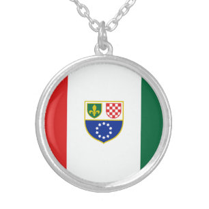 Bosnia Herzegovina Federation Flag Silver Plated Necklace