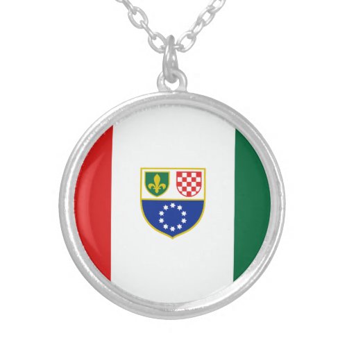 Bosnia Herzegovina Federation Flag Silver Plated Necklace