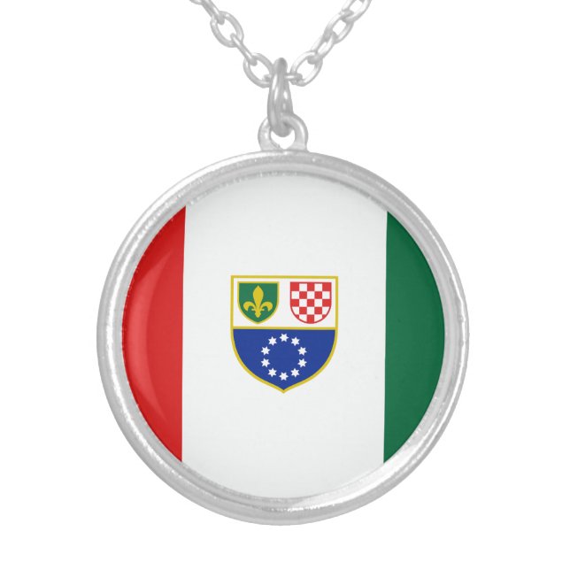 Bosnia Herzegovina Federation Flag Silver Plated Necklace (Front)