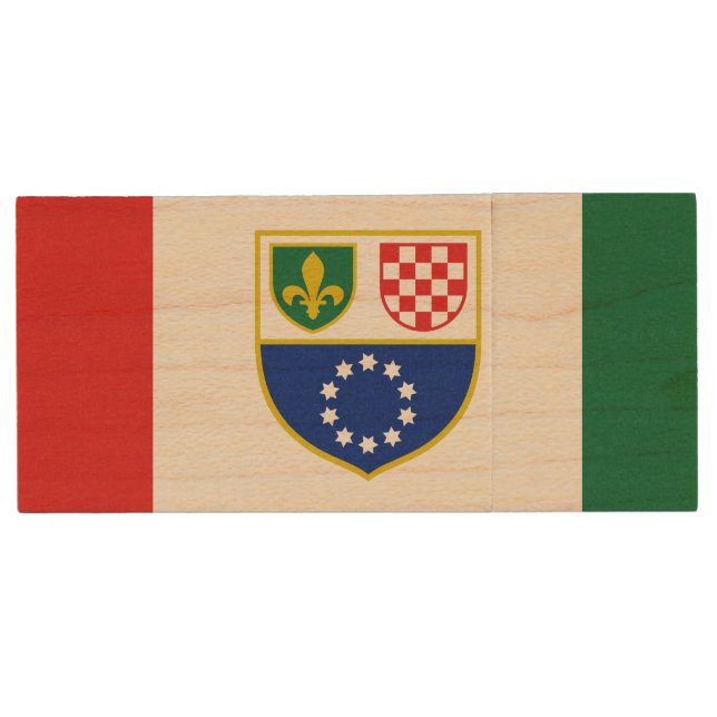Bosnia Herzegovina Federation Flag Wood Flash Drive (Front)